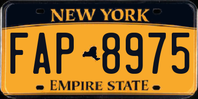 NY license plate FAP8975