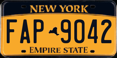 NY license plate FAP9042