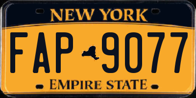 NY license plate FAP9077