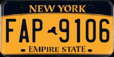 NY license plate FAP9106