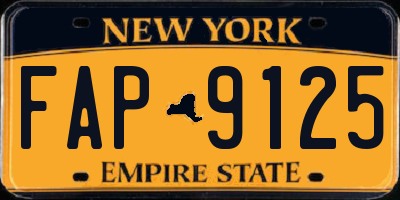 NY license plate FAP9125