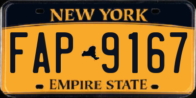 NY license plate FAP9167