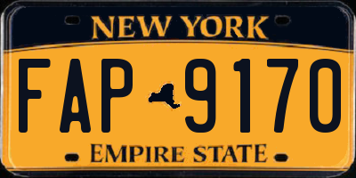 NY license plate FAP9170