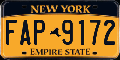 NY license plate FAP9172