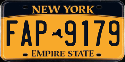 NY license plate FAP9179