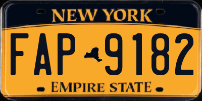 NY license plate FAP9182