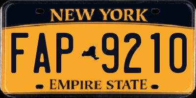 NY license plate FAP9210