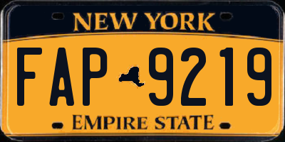 NY license plate FAP9219
