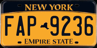 NY license plate FAP9236