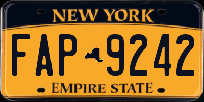 NY license plate FAP9242