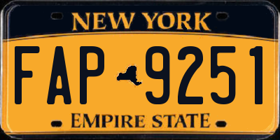 NY license plate FAP9251