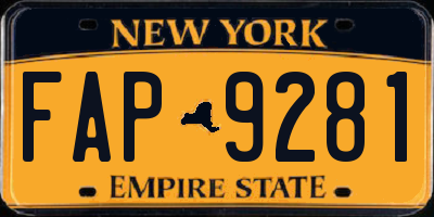 NY license plate FAP9281