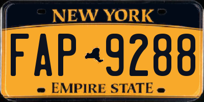 NY license plate FAP9288