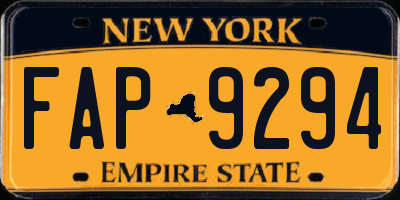 NY license plate FAP9294