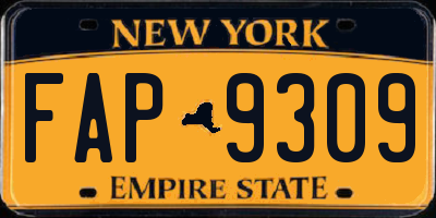 NY license plate FAP9309