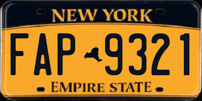 NY license plate FAP9321