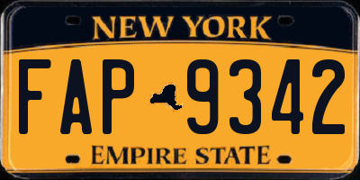 NY license plate FAP9342