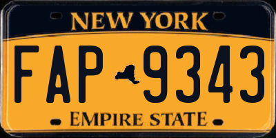 NY license plate FAP9343