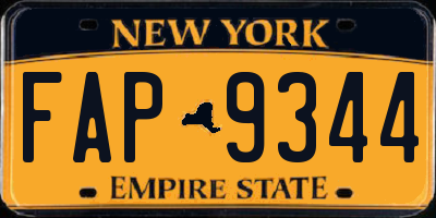 NY license plate FAP9344