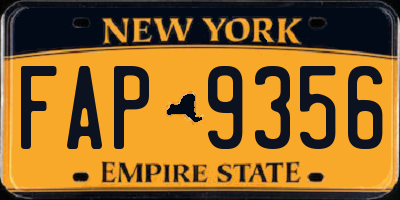NY license plate FAP9356