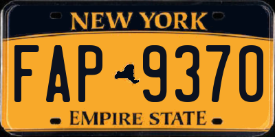 NY license plate FAP9370