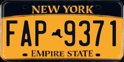NY license plate FAP9371