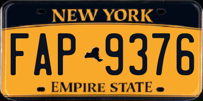 NY license plate FAP9376