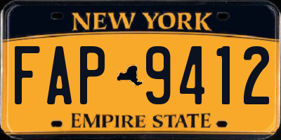 NY license plate FAP9412
