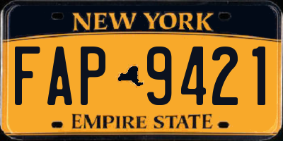 NY license plate FAP9421