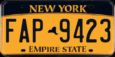 NY license plate FAP9423