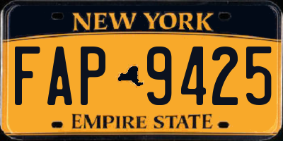 NY license plate FAP9425