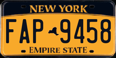 NY license plate FAP9458