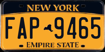 NY license plate FAP9465