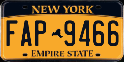 NY license plate FAP9466