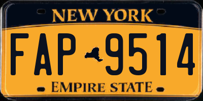 NY license plate FAP9514