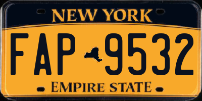 NY license plate FAP9532