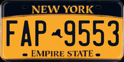 NY license plate FAP9553