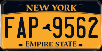NY license plate FAP9562