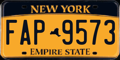 NY license plate FAP9573