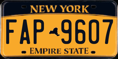 NY license plate FAP9607