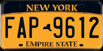 NY license plate FAP9612