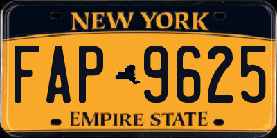 NY license plate FAP9625