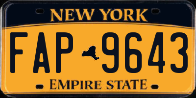 NY license plate FAP9643
