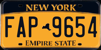 NY license plate FAP9654