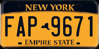 NY license plate FAP9671