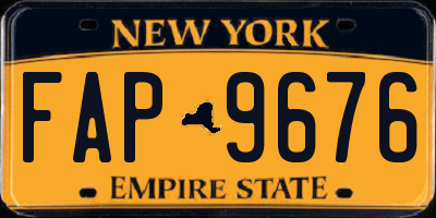 NY license plate FAP9676
