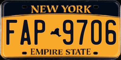NY license plate FAP9706