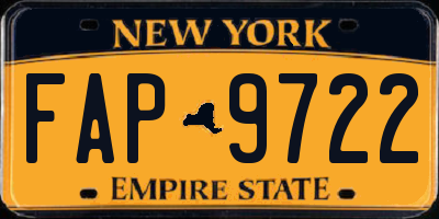 NY license plate FAP9722