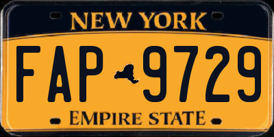 NY license plate FAP9729