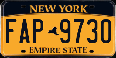 NY license plate FAP9730